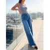imageCicy Bell Jeans for Women Wide Leg Baggy Stretchy High Waisted Straight Trendy Denim PantsBlue