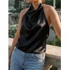 imageCicy Bell Women Summer Satin Halter Tank Tops Y2k Going Out High Mock Neck Backless Cami Shirts Cute Party Camisole TopsBlack