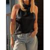 imageCicy Bell Women Summer Satin Halter Tank Tops Y2k Going Out High Mock Neck Backless Cami Shirts Cute Party Camisole TopsBlack