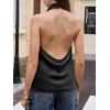 imageCicy Bell Women Summer Satin Halter Tank Tops Y2k Going Out High Mock Neck Backless Cami Shirts Cute Party Camisole TopsBlack