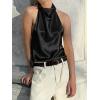 imageCicy Bell Women Summer Satin Halter Tank Tops Y2k Going Out High Mock Neck Backless Cami Shirts Cute Party Camisole TopsBlack