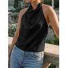 imageCicy Bell Women Summer Satin Halter Tank Tops Y2k Going Out High Mock Neck Backless Cami Shirts Cute Party Camisole TopsBlack