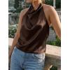 imageCicy Bell Women Summer Satin Halter Tank Tops Y2k Going Out High Mock Neck Backless Cami Shirts Cute Party Camisole TopsBrown
