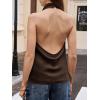 imageCicy Bell Women Summer Satin Halter Tank Tops Y2k Going Out High Mock Neck Backless Cami Shirts Cute Party Camisole TopsBrown