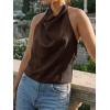 imageCicy Bell Women Summer Satin Halter Tank Tops Y2k Going Out High Mock Neck Backless Cami Shirts Cute Party Camisole TopsBrown
