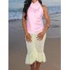 imageCicy Bell Women Summer Satin Halter Tank Tops Y2k Going Out High Mock Neck Backless Cami Shirts Cute Party Camisole TopsPink