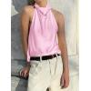 imageCicy Bell Women Summer Satin Halter Tank Tops Y2k Going Out High Mock Neck Backless Cami Shirts Cute Party Camisole TopsPink