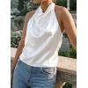 imageCicy Bell Women Summer Satin Halter Tank Tops Y2k Going Out High Mock Neck Backless Cami Shirts Cute Party Camisole TopsWhite