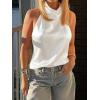 imageCicy Bell Women Summer Satin Halter Tank Tops Y2k Going Out High Mock Neck Backless Cami Shirts Cute Party Camisole TopsWhite