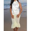 imageCicy Bell Women Summer Satin Halter Tank Tops Y2k Going Out High Mock Neck Backless Cami Shirts Cute Party Camisole TopsWhite