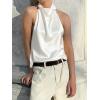 imageCicy Bell Women Summer Satin Halter Tank Tops Y2k Going Out High Mock Neck Backless Cami Shirts Cute Party Camisole TopsWhite