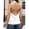 imageCicy Bell Women Summer Satin Halter Tank Tops Y2k Going Out High Mock Neck Backless Cami Shirts Cute Party Camisole TopsWhite
