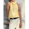 imageCicy Bell Women Summer Satin Halter Tank Tops Y2k Going Out High Mock Neck Backless Cami Shirts Cute Party Camisole TopsYellow