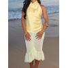 imageCicy Bell Women Summer Satin Halter Tank Tops Y2k Going Out High Mock Neck Backless Cami Shirts Cute Party Camisole TopsYellow