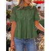imageCicy Bell Womens Babydoll Lace Blouses Short Sleeve Ruffle Crew Neck Peplum Tops Dressy Casual Loose Fit ShirtsArmy Green