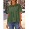 imageCicy Bell Womens Babydoll Lace Blouses Short Sleeve Ruffle Crew Neck Peplum Tops Dressy Casual Loose Fit ShirtsArmy Green
