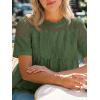 imageCicy Bell Womens Babydoll Lace Blouses Short Sleeve Ruffle Crew Neck Peplum Tops Dressy Casual Loose Fit ShirtsArmy Green