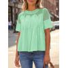 imageCicy Bell Womens Babydoll Lace Blouses Short Sleeve Ruffle Crew Neck Peplum Tops Dressy Casual Loose Fit ShirtsGreen