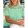 imageCicy Bell Womens Babydoll Lace Blouses Short Sleeve Ruffle Crew Neck Peplum Tops Dressy Casual Loose Fit ShirtsGreen