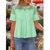 imageCicy Bell Womens Babydoll Lace Blouses Short Sleeve Ruffle Crew Neck Peplum Tops Dressy Casual Loose Fit ShirtsGreen