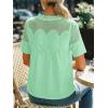 imageCicy Bell Womens Babydoll Lace Blouses Short Sleeve Ruffle Crew Neck Peplum Tops Dressy Casual Loose Fit ShirtsGreen
