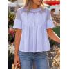 imageCicy Bell Womens Babydoll Lace Blouses Short Sleeve Ruffle Crew Neck Peplum Tops Dressy Casual Loose Fit ShirtsViolet