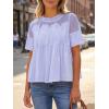 imageCicy Bell Womens Babydoll Lace Blouses Short Sleeve Ruffle Crew Neck Peplum Tops Dressy Casual Loose Fit ShirtsViolet