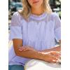 imageCicy Bell Womens Babydoll Lace Blouses Short Sleeve Ruffle Crew Neck Peplum Tops Dressy Casual Loose Fit ShirtsViolet