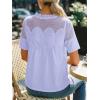 imageCicy Bell Womens Babydoll Lace Blouses Short Sleeve Ruffle Crew Neck Peplum Tops Dressy Casual Loose Fit ShirtsViolet