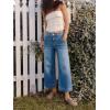 imageCicy Bell Womens Baggy Wide Leg Jeans Cropped High Waisted Stretchy Trendy Loose Capri Denim PantsBlue