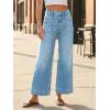 imageCicy Bell Womens Baggy Wide Leg Jeans Cropped High Waisted Stretchy Trendy Loose Capri Denim PantsLight Blue