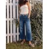 imageCicy Bell Womens Baggy Wide Leg Jeans Cropped High Waisted Stretchy Trendy Loose Capri Denim PantsNavy