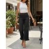 imageCicy Bell Womens Cropped High Waisted Jeans Baggy Wide Leg Stretchy Capris Ruffle Flare Denim Pants with PocketsBlack