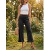 imageCicy Bell Womens Cropped High Waisted Jeans Baggy Wide Leg Stretchy Capris Ruffle Flare Denim Pants with PocketsBlack