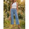imageCicy Bell Womens Cropped High Waisted Jeans Baggy Wide Leg Stretchy Capris Ruffle Flare Denim Pants with PocketsBlue