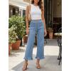 imageCicy Bell Womens Cropped High Waisted Jeans Baggy Wide Leg Stretchy Capris Ruffle Flare Denim Pants with PocketsBlue