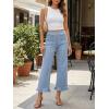 imageCicy Bell Womens Cropped High Waisted Jeans Baggy Wide Leg Stretchy Capris Ruffle Flare Denim Pants with PocketsLight Blue