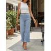 imageCicy Bell Womens Cropped High Waisted Jeans Baggy Wide Leg Stretchy Capris Ruffle Flare Denim Pants with PocketsLight Blue