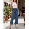 imageCicy Bell Womens Cropped High Waisted Jeans Baggy Wide Leg Stretchy Capris Ruffle Flare Denim Pants with PocketsNavy