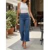 imageCicy Bell Womens Cropped High Waisted Jeans Baggy Wide Leg Stretchy Capris Ruffle Flare Denim Pants with PocketsNavy