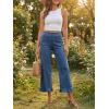 imageCicy Bell Womens Cropped High Waisted Jeans Baggy Wide Leg Stretchy Capris Ruffle Flare Denim Pants with PocketsNavy