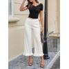 imageCicy Bell Womens Cropped High Waisted Jeans Baggy Wide Leg Stretchy Capris Ruffle Flare Denim Pants with PocketsWhite