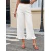 imageCicy Bell Womens Cropped High Waisted Jeans Baggy Wide Leg Stretchy Capris Ruffle Flare Denim Pants with PocketsWhite