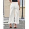 imageCicy Bell Womens Cropped High Waisted Jeans Baggy Wide Leg Stretchy Capris Ruffle Flare Denim Pants with PocketsWhite