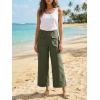 imageCicy Bell Womens Cropped Wide Leg Pants Baggy High Waisted Straight Summer Casual Pants with Vertical SeamArmy Green