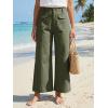 imageCicy Bell Womens Cropped Wide Leg Pants Baggy High Waisted Straight Summer Casual Pants with Vertical SeamArmy Green