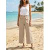 imageCicy Bell Womens Cropped Wide Leg Pants Baggy High Waisted Straight Summer Casual Pants with Vertical SeamKhaki