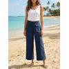 imageCicy Bell Womens Cropped Wide Leg Pants Baggy High Waisted Straight Summer Casual Pants with Vertical SeamNavy