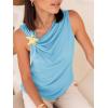 imageCicy Bell Womens Going Out Summer Tank Tops Cowl Neck Shirt 2026 Sleeveless Casual Cute Beach Vacation Outfits with StarfishLight Blue