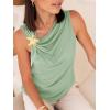 imageCicy Bell Womens Going Out Summer Tank Tops Cowl Neck Shirt 2026 Sleeveless Casual Cute Beach Vacation Outfits with StarfishPea Green